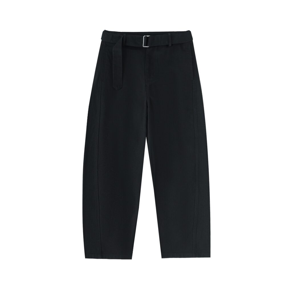 Belted Barrel-leg Chino Pants