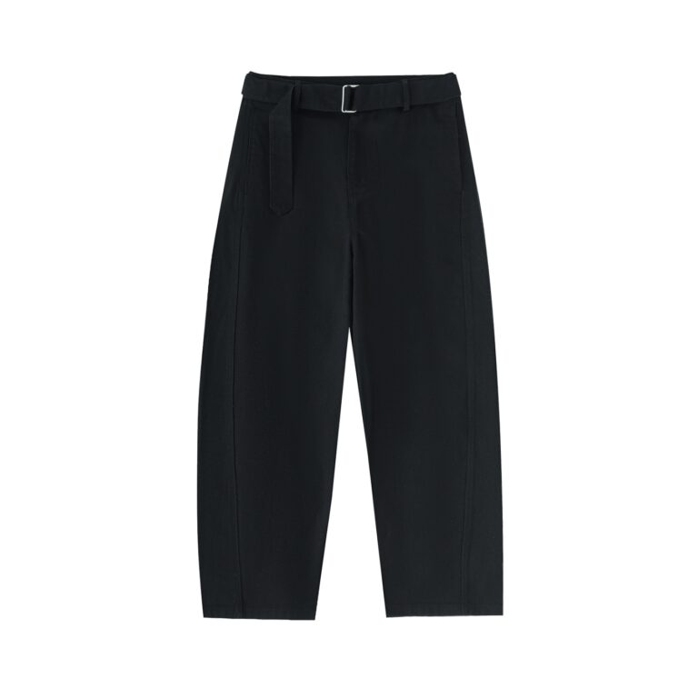 Belted Barrel-leg Chino Pants