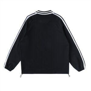 Contrast Striped Lapel Collar Sweatshirt