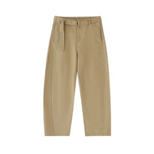 Belted Barrel-leg Chino Pants