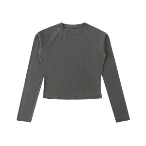 Dyed Washed Raglan Long Sleeve Slim T-Shirt