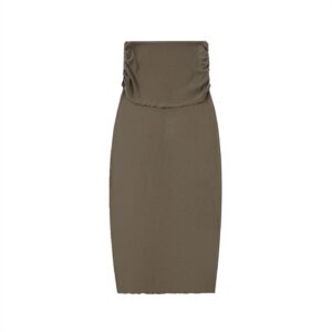 Dyed Washed Straight Hip-Hugging Slim Maxi Skirt