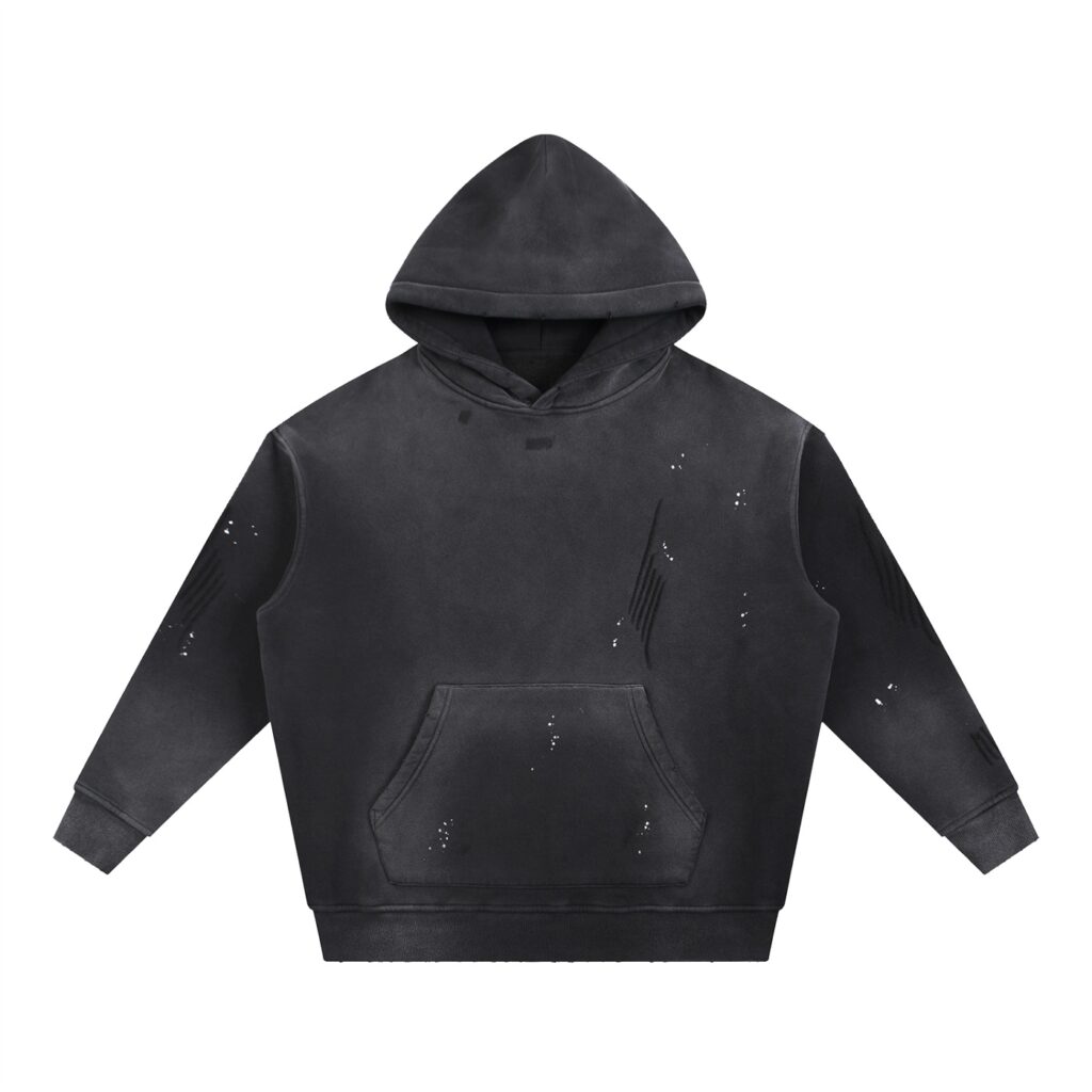 Vintage Washed Frayed Fleece Hoodie